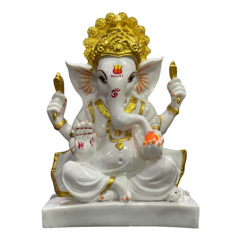 Lord Ganpati Marble Look Idol 9 Inch