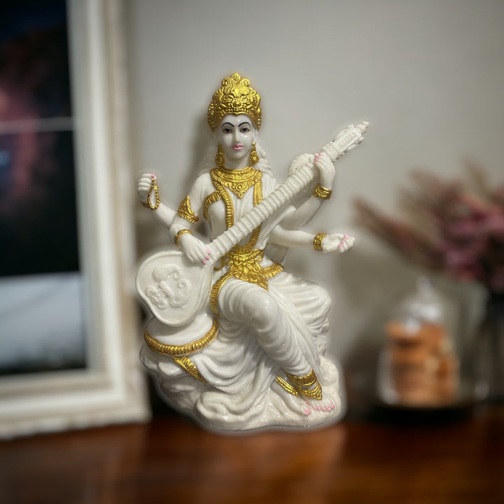 Maa Saraswati Marble Look Idol Best For Institute