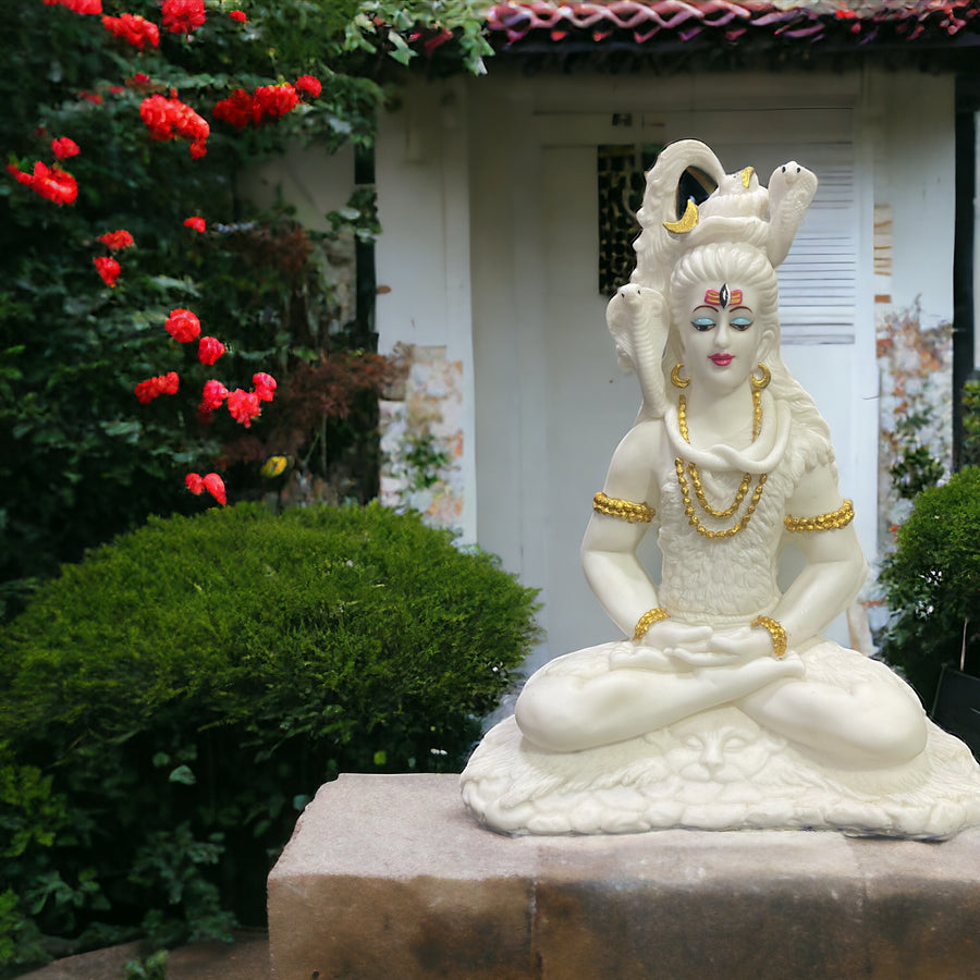 Shiv Samadhi Murti Marble Look Meditation Lord Shiva Samadhi Statue