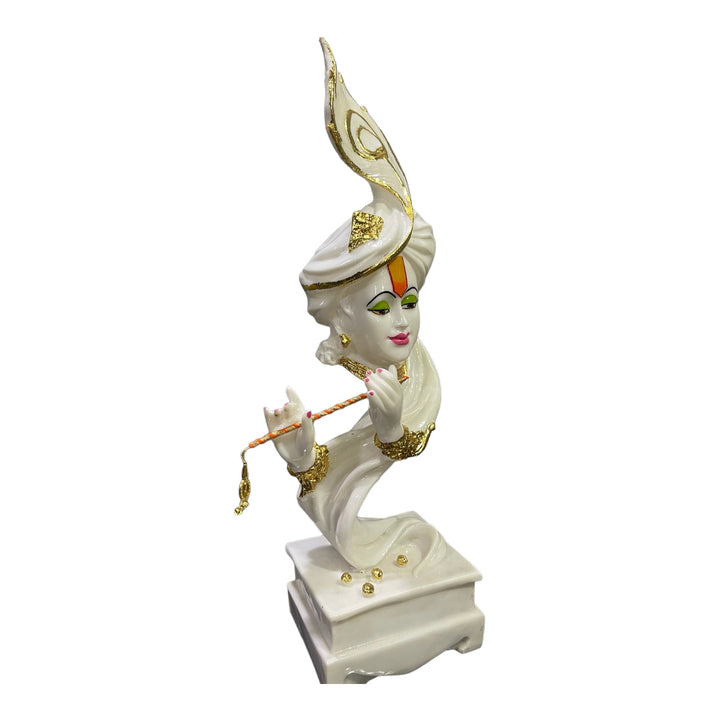 White Marble Finish Pankh Krishna Murti