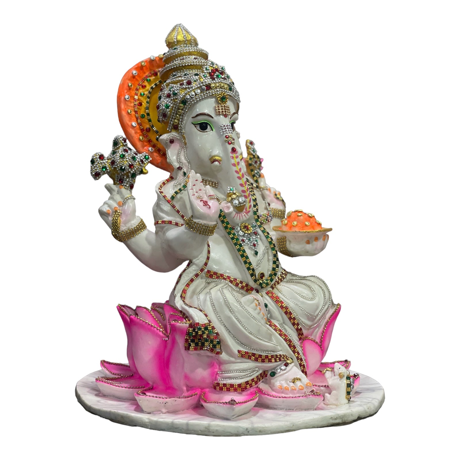 Kamal Ganesha White Marble Look Ganesha Idol decorative Zaircon