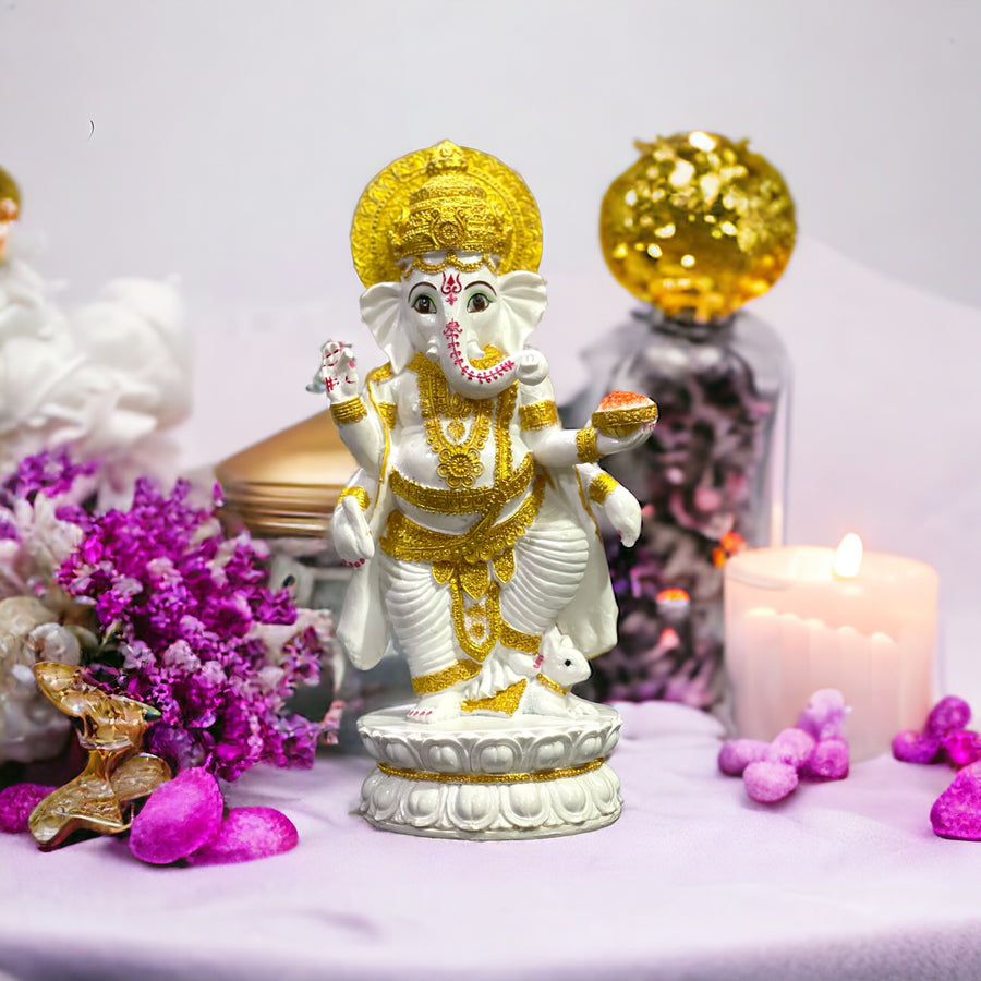 Lord Ganesh Standing on Mushak Idol