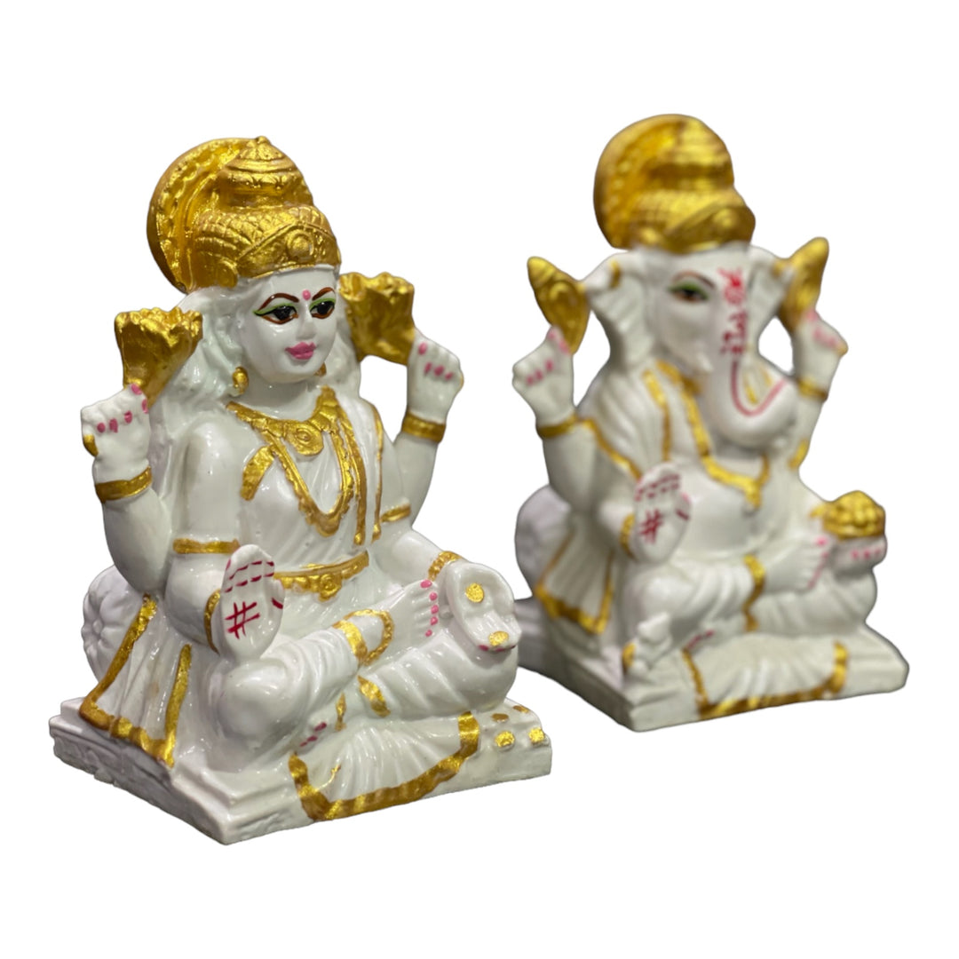 Laxmi Ganesh Marble Look Idol Best For Office Puja Ghar