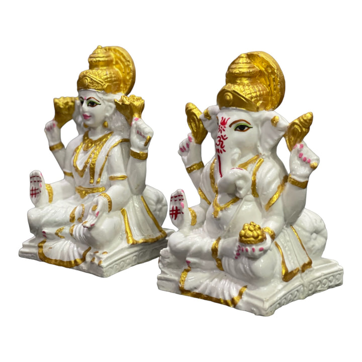 Laxmi Ganesh Marble Look Idol Best For Office Puja Ghar