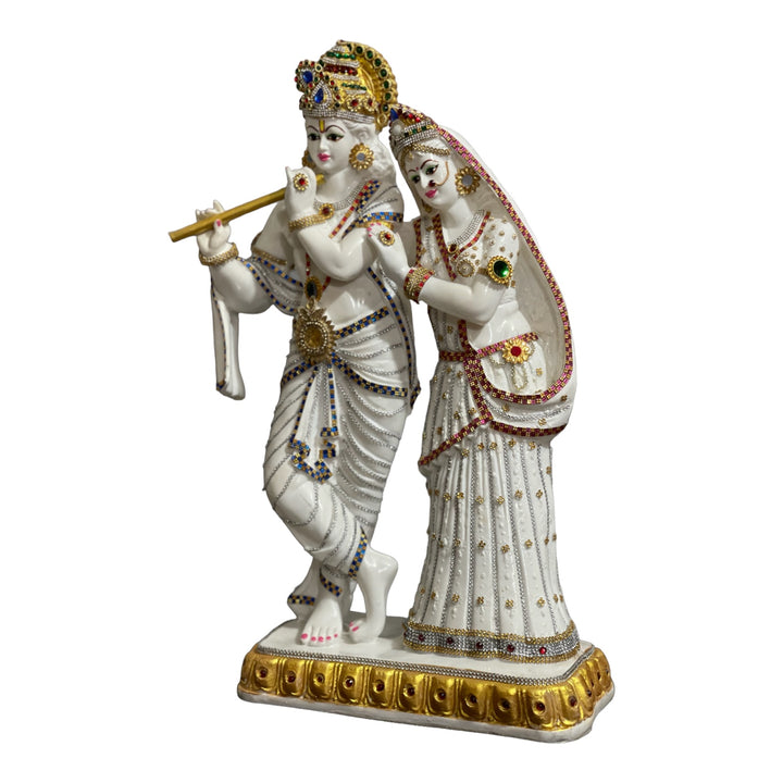 Lord Radha Krishan Marble Look Decorative Idol
