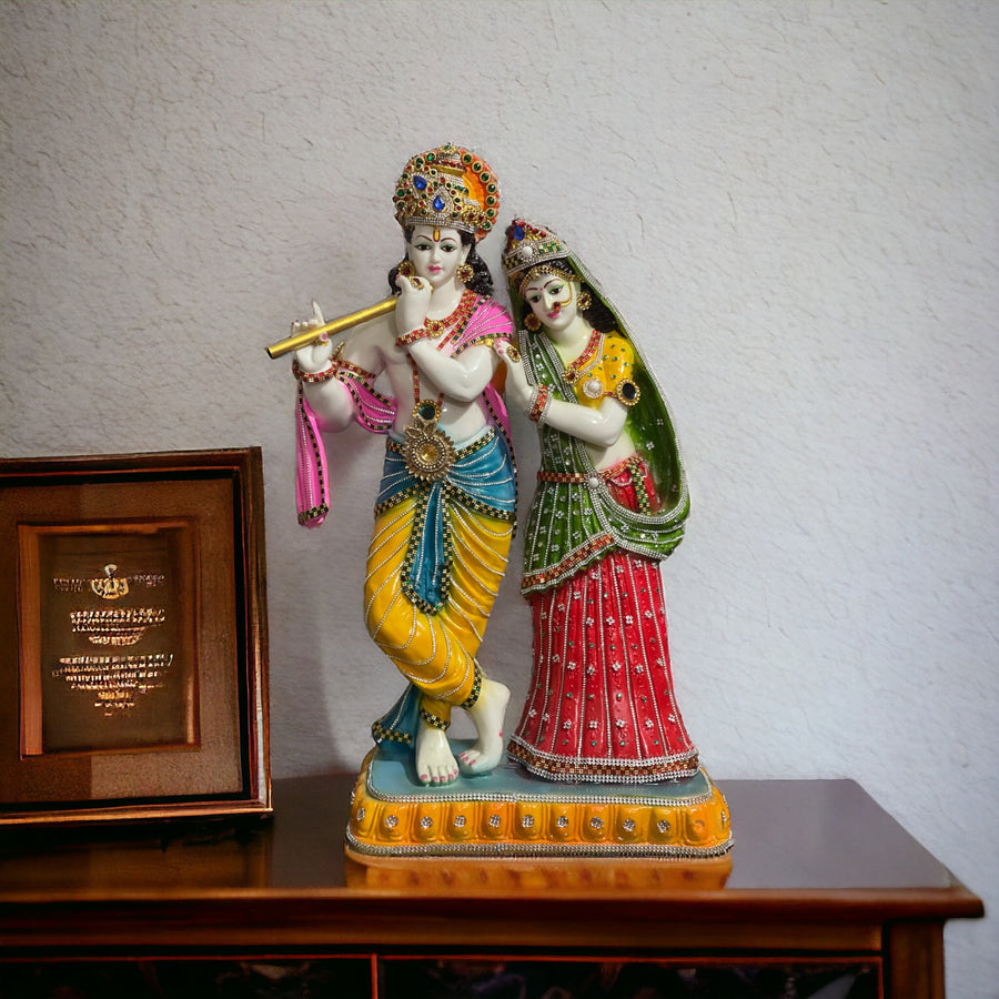 Lord Radha Krishan Marble Look Decorative Idol