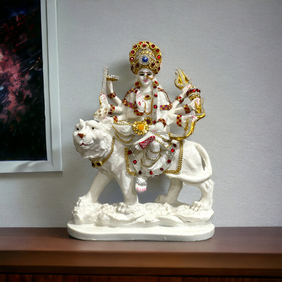 Maa Sherawali Marble Look Decorative Idol Best For Home Puja