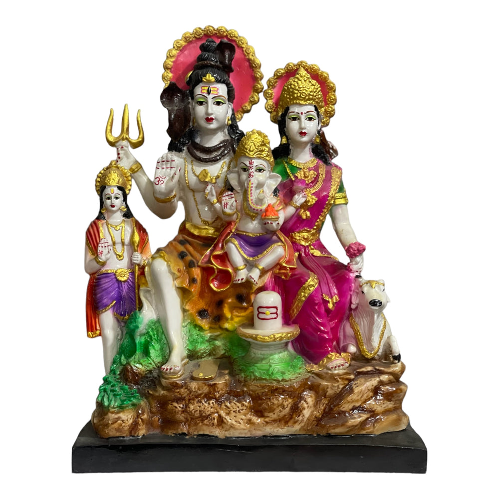 18 Inches Shiv Parivar Marble Look Colourful Idol