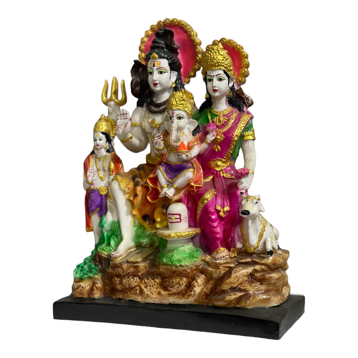 18 Inches Shiv Parivar Marble Look Colourful Idol