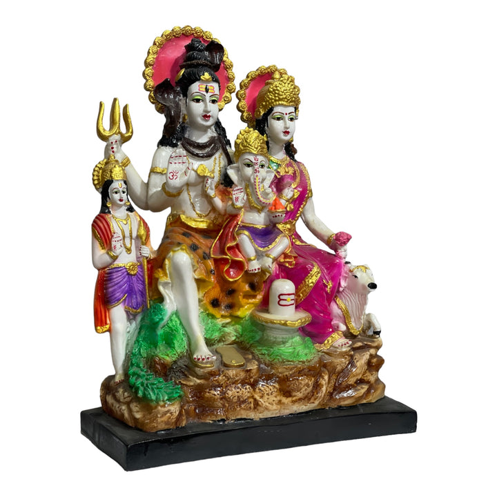 18 Inches Shiv Parivar Marble Look Colourful Idol