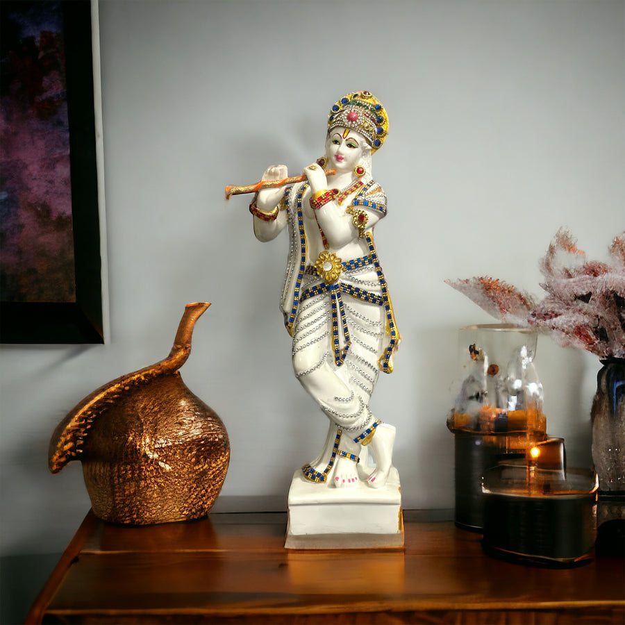 Lord Basuri Krishan Marble Look Decorative Statue