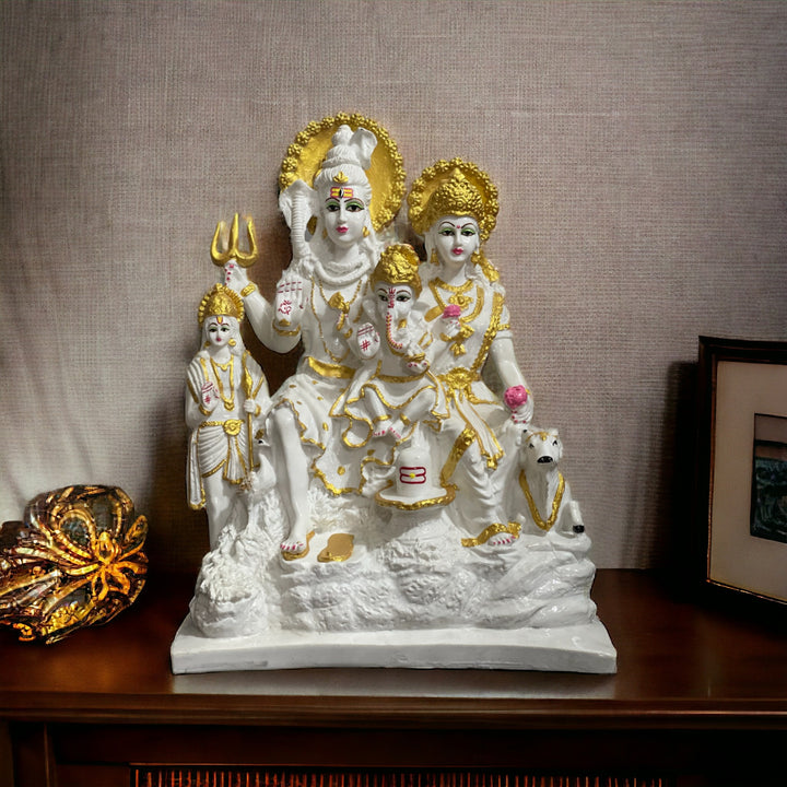 Marble Look Shiv Parivar Idol 18 Inches Best For Home Puja Ghar