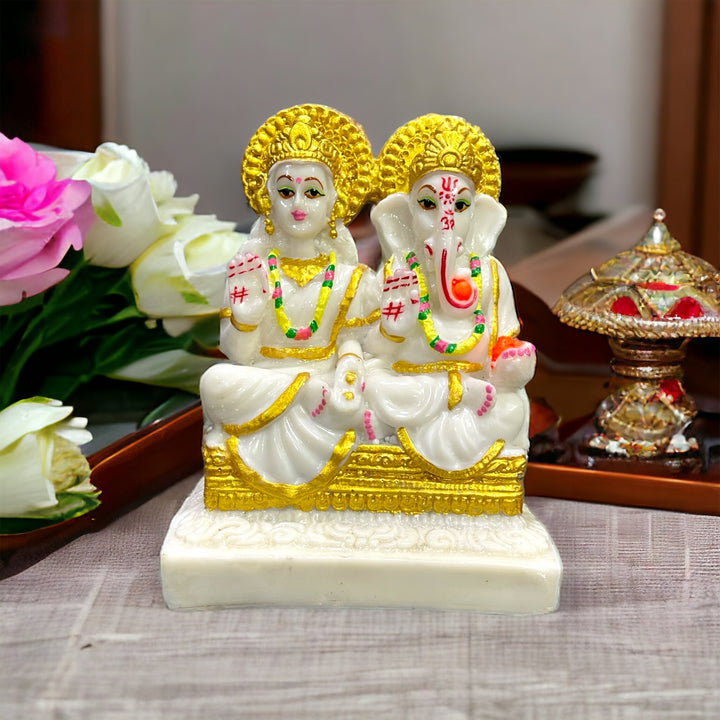 Laxmi Ganesh Marble Look Murti 