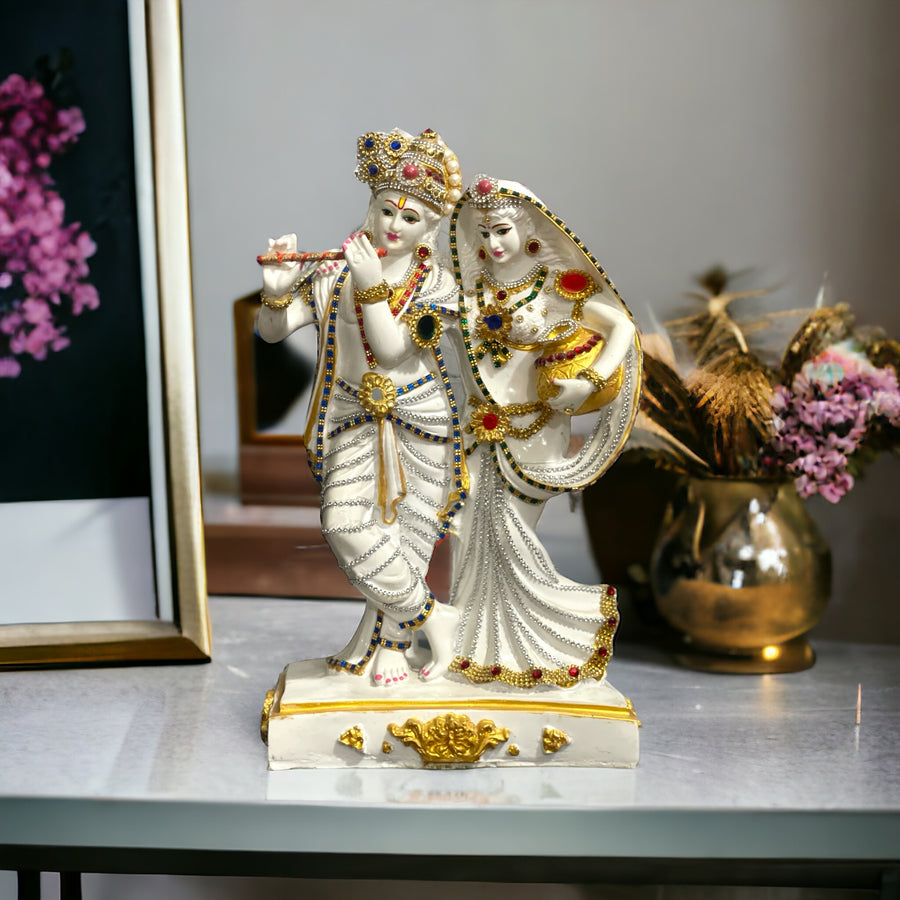 Lord Radha Krishan Marble Look Decorative  Idol Best For Wedding Gift