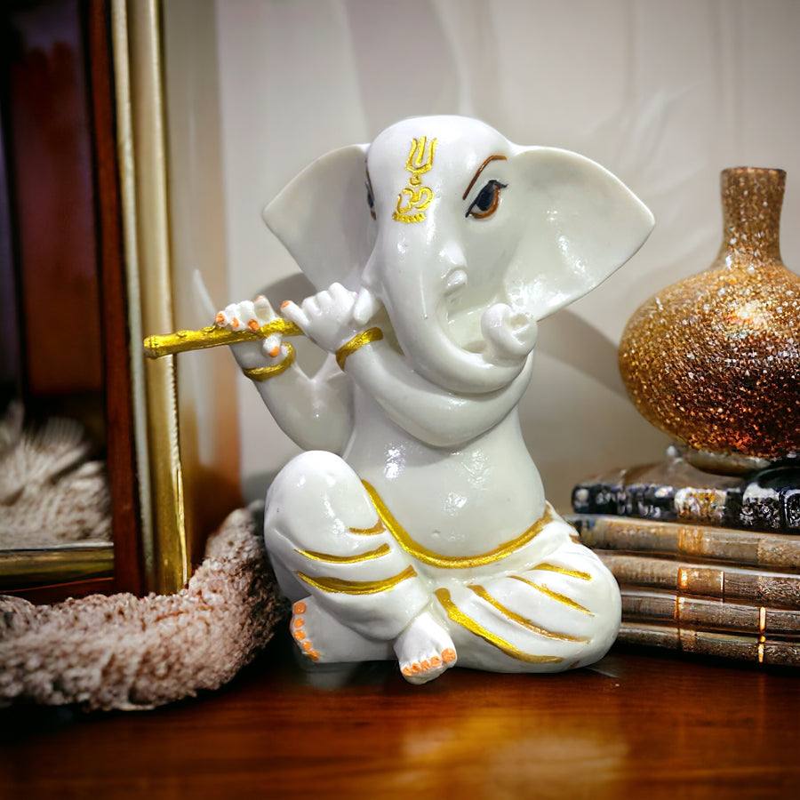 Ganesh Basuri Playing Marble Murti Best For  Gift Item