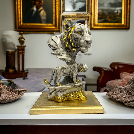 Abstract Idol with Tigers, Abstract Statue , H- 24 cm