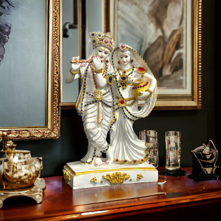 Lord Radha Krishan Marble Look Decorative  Idol Best For Wedding Gift