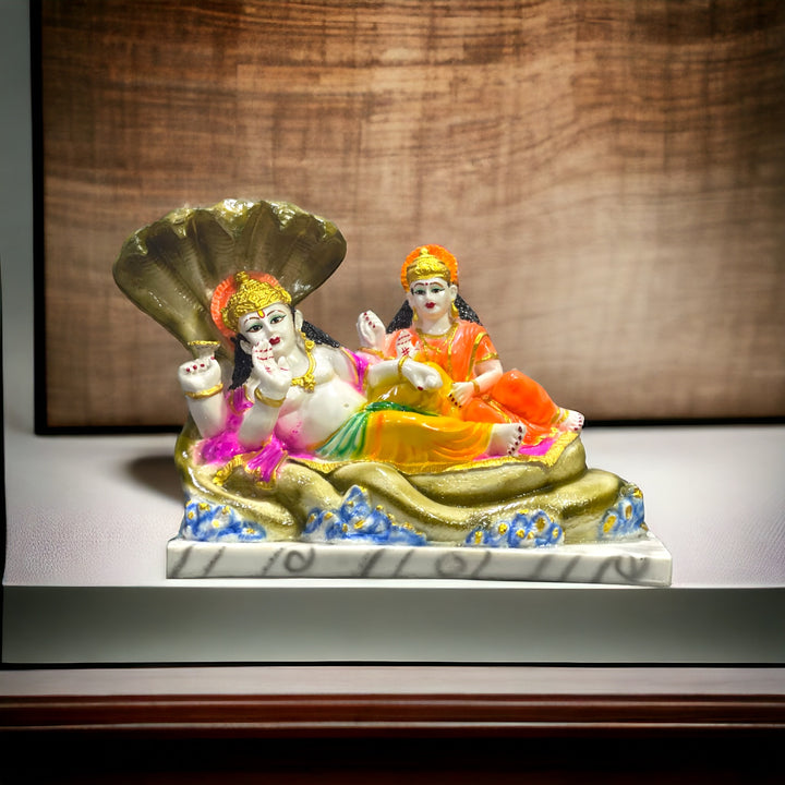Lord Vishnu Laxmi with Sheshnag Marble Look Idol