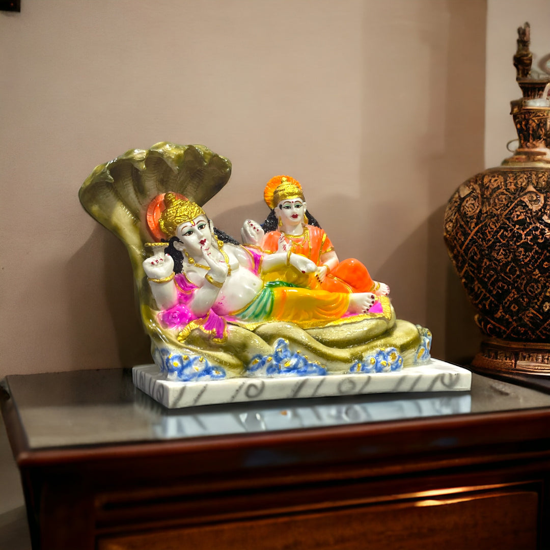 Lord Vishnu Laxmi with Sheshnag Marble Look Idol