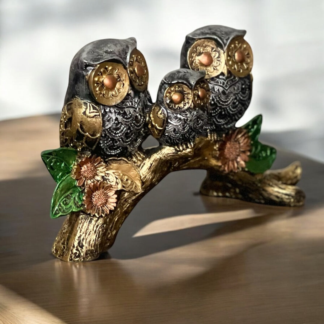 Owl Statue, Idol, Figurine, Showpiece for Money, Wealth, Good-Luck & Wisdom H- 15 cm