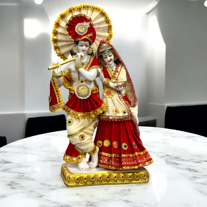 Radha Krishan Statue 2 feet Marble Idol With Fine  Dress