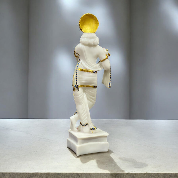 Premium 2 Feet Krishna with Bansuri Statue – Composite Marble Home Décor