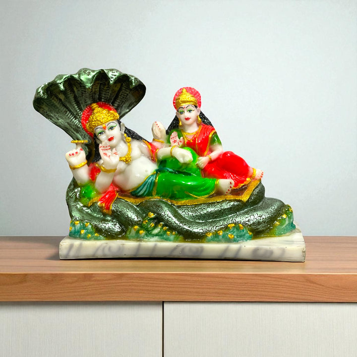 Lord Vishnu Laxmi with Sheshnag Marble Look Idol