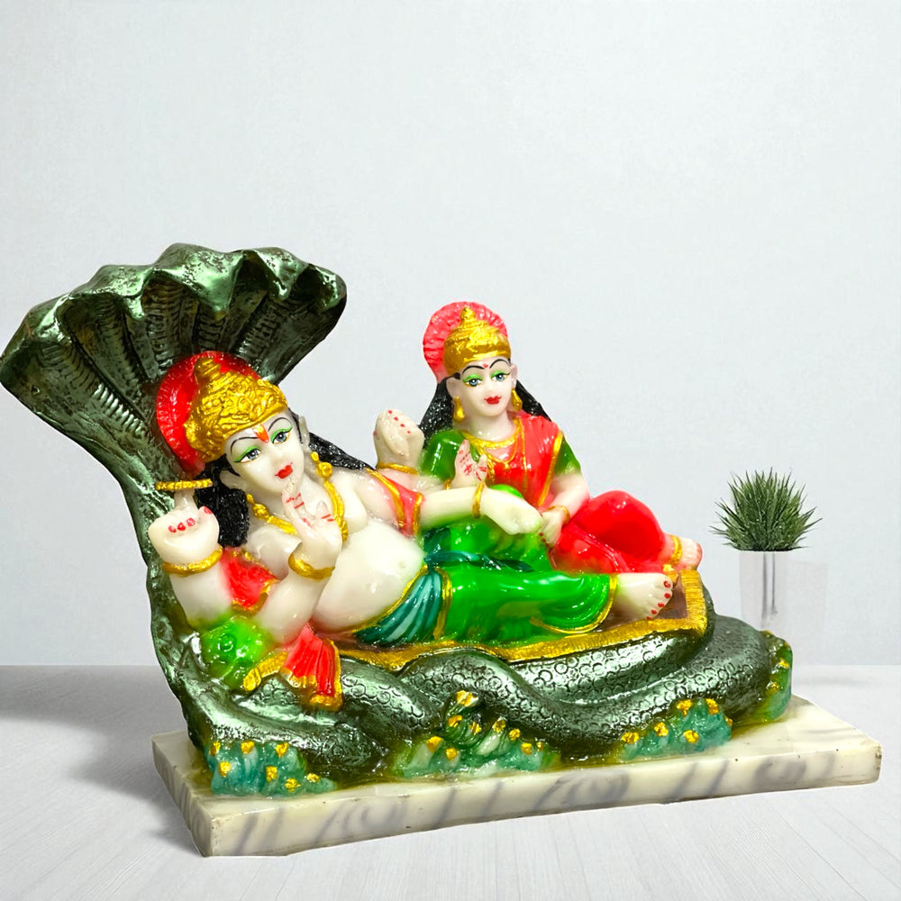Lord Vishnu Laxmi with Sheshnag Marble Look  Statue