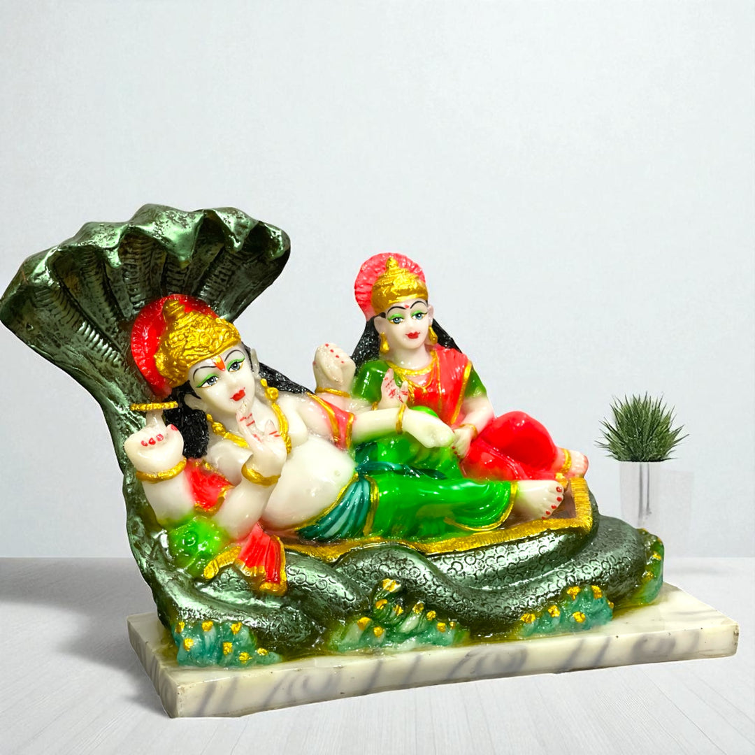 Lord Vishnu Laxmi with Sheshnag Marble Look  Statue