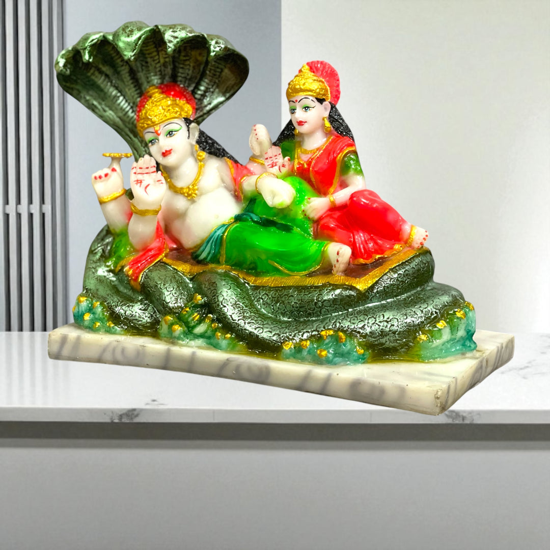 Lord Vishnu Naryan with Mata on Sheshnag Marble Look Idol
