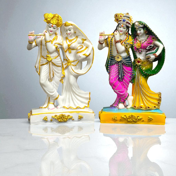 Lord Radha Krishna Marble Look Statue Colourful With Decorative Radha idol for Home Pooja Gift Home Decoration Height  16 inches