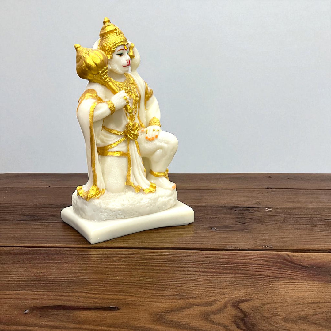Sitting Lord Hanuman Marble Statue , Bajrang Bali – H 21 cm