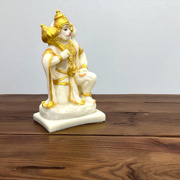 Sitting Lord Hanuman Marble Statue , Bajrang Bali – H 21 cm