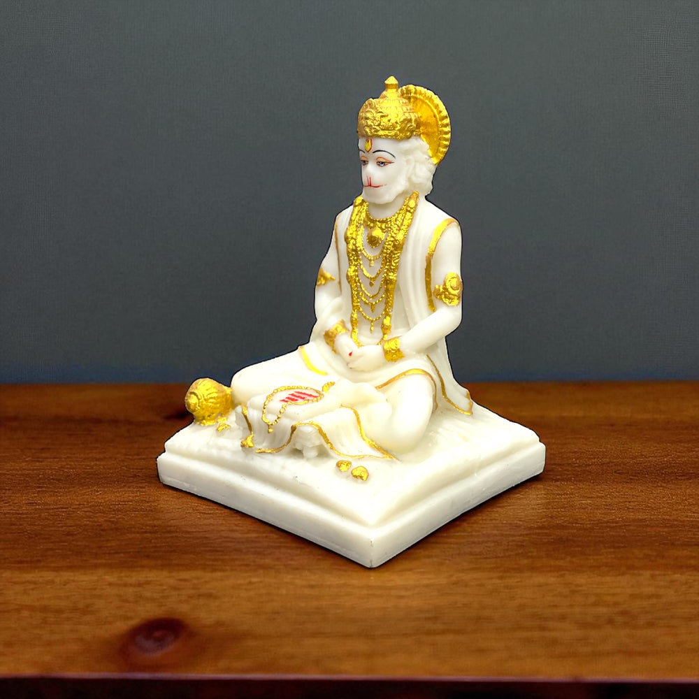 Dhayan Mudra Lord Hanuman Marble Look Murti Idol