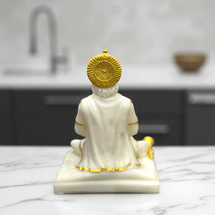 Samadhi Hanuman Marble Idol, Meditating Hanuman , H-20 cm