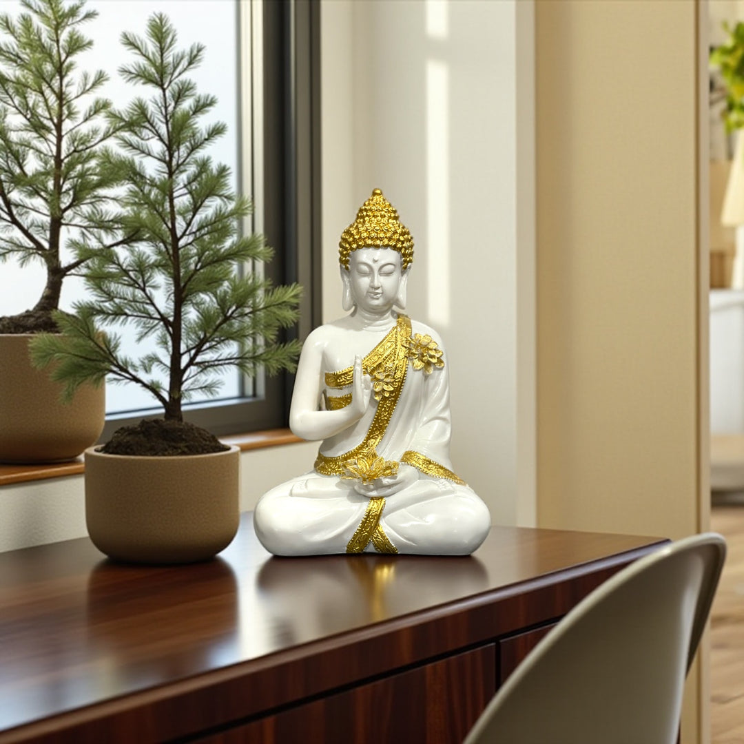 Abhay Mudra Buddha Idol Marble Look Statue 1 feet The Best Gift for Friends H – 30 cm