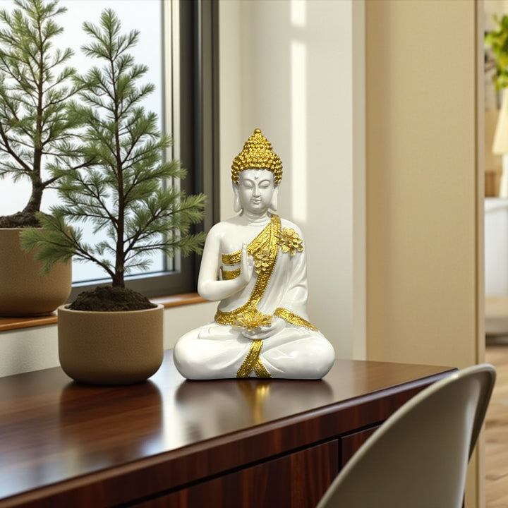 Abhay Mudra Buddha Idol Marble Look Statue 1 feet The Best Gift for Friends H – 30 cm