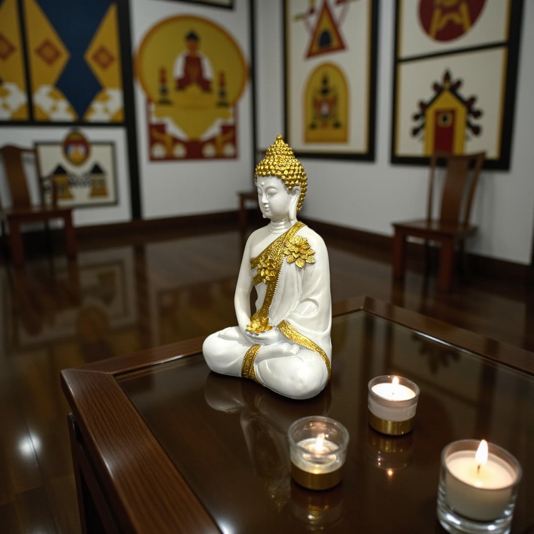 Meditating Buddha Look Marble Idol Symbolic Poses The Best Gift for Friends H – 30 cm