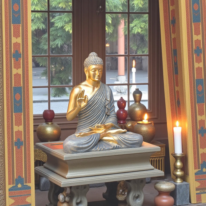 Blessing Buddha Statue 3 Feet Resin Fiber Best For Outdoor Indoor Decor