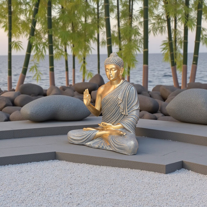 Blessing Buddha Statue 3 Feet Resin Fiber Best For Outdoor Indoor Decor