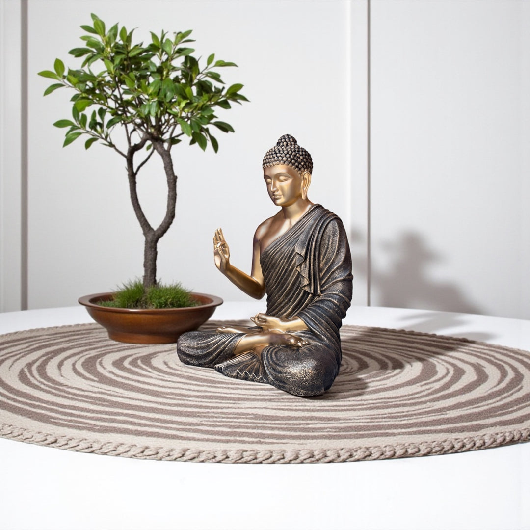 3 Feet Large Buddha Statue for Outdoor/Indoor Décor | Resin Fiber Buddha Idol for Peaceful Spaces