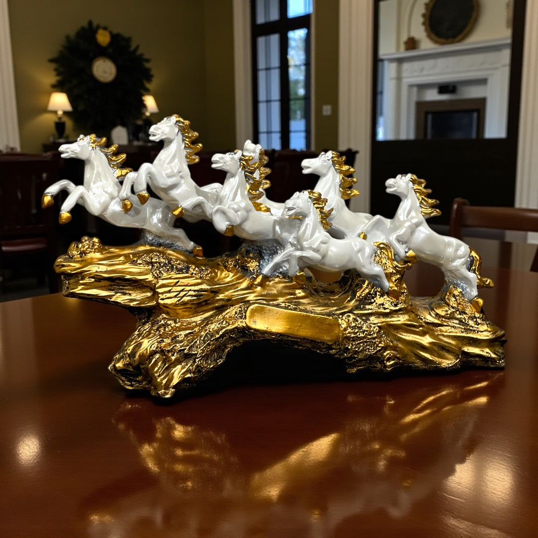 Resin Seven Running Victory Horses Statue The Majestic Seven Horses (Height 10 inches)