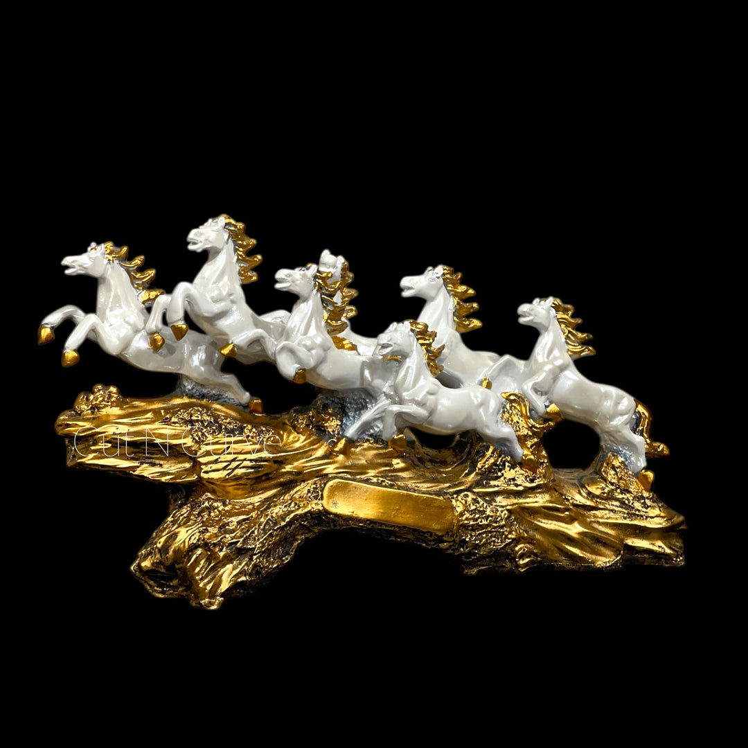 Resin Seven Running Victory Horses Statue The Majestic Seven Horses (Height 10 inches)