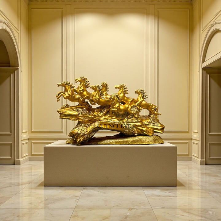 Resin 7 Running Horses Showpiece Statue The Majestic Seven Horses (Height 10 inches)