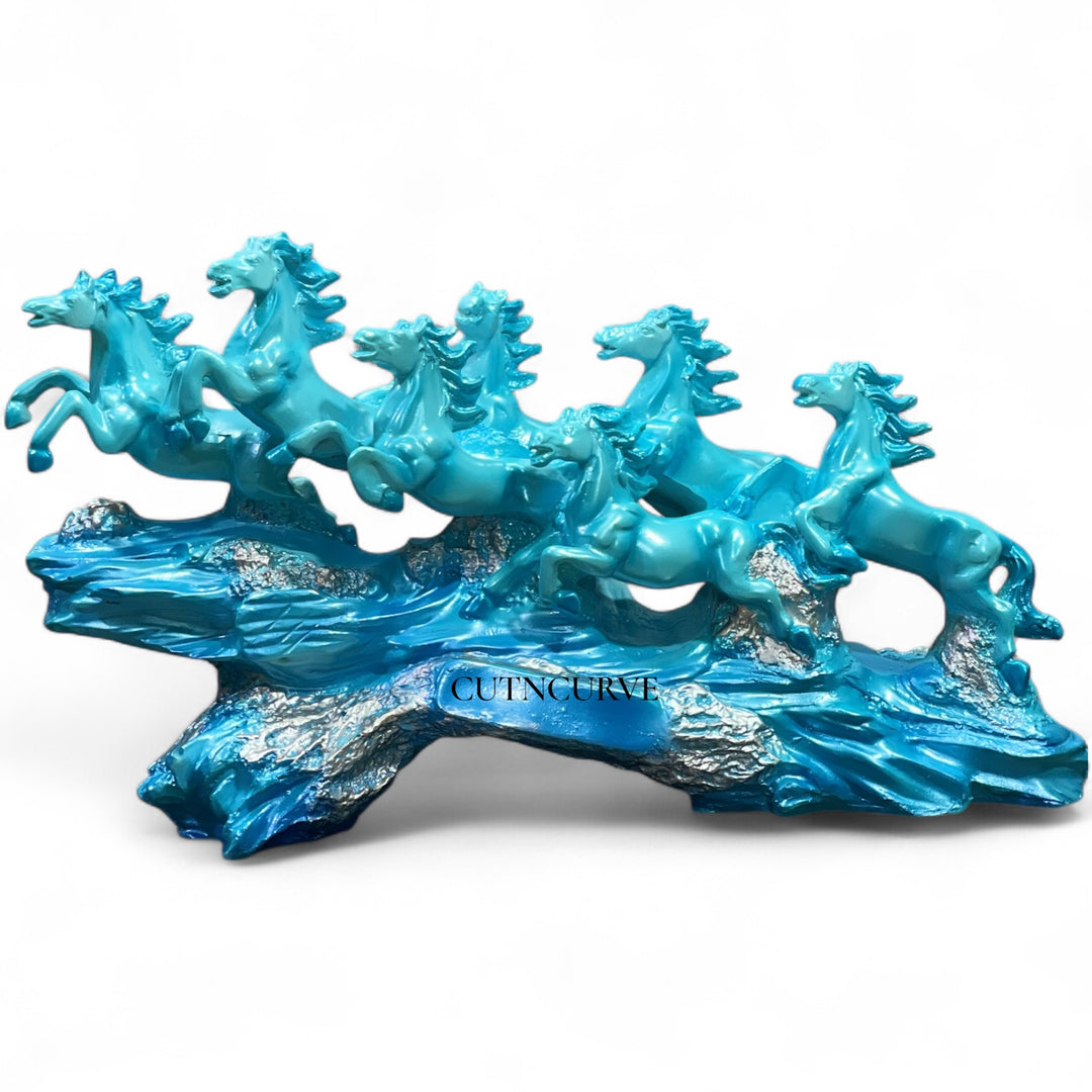 7 Running Horses Showpiece Statue The Majestic Resin Seven Running Horses Statue(Height 10 inches)