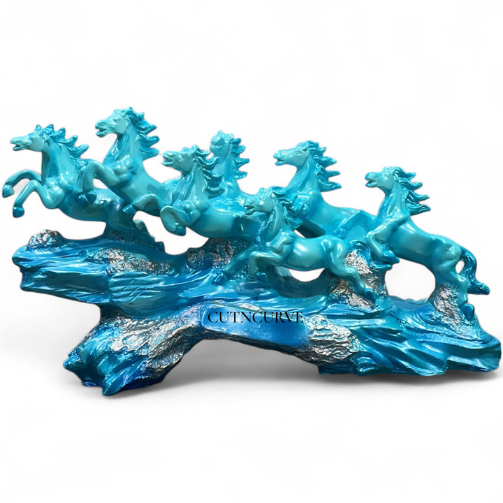 7 Running Horses Showpiece Statue The Majestic Resin Seven Running Horses Statue(Height 10 inches)