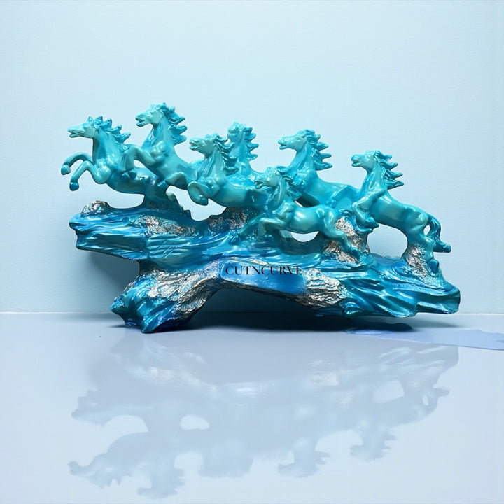 7 Running Horses Showpiece Statue The Majestic Resin Seven Running Horses Statue(Height 10 inches)