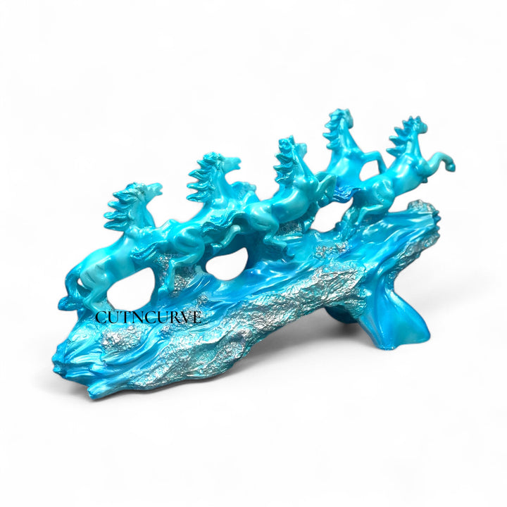 7 Running Horses Showpiece Statue The Majestic Resin Seven Running Horses Statue(Height 10 inches)