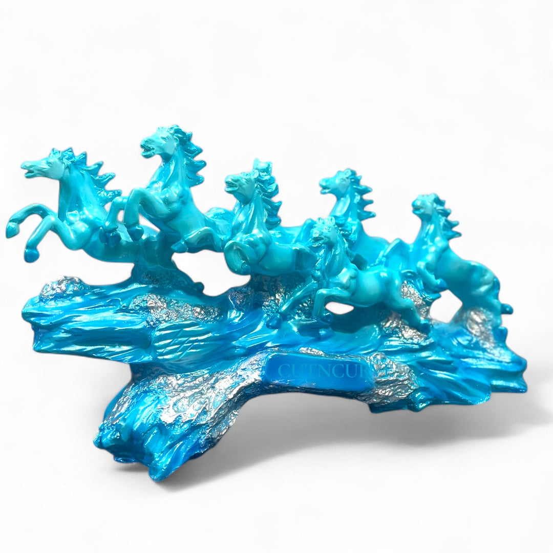 7 Running Horses Showpiece Statue The Majestic Resin Seven Running Horses Statue(Height 10 inches)