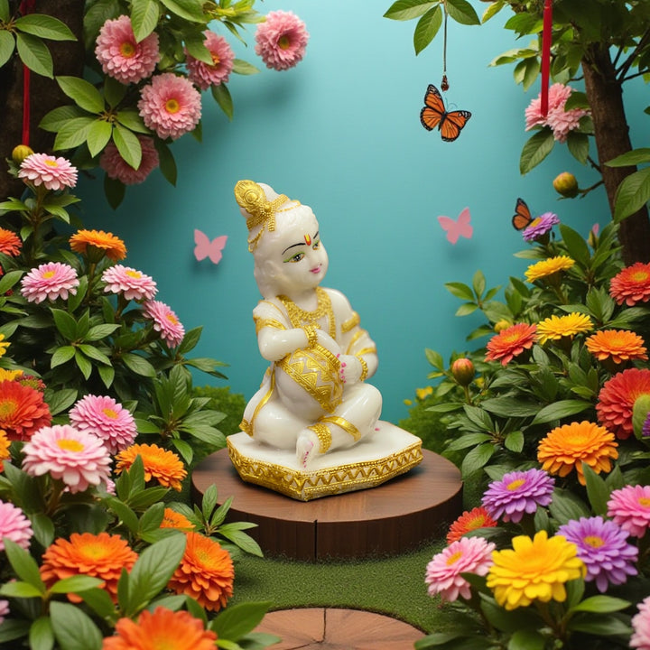 Marble Makhanchor Krishan Statue , Height -18 cm